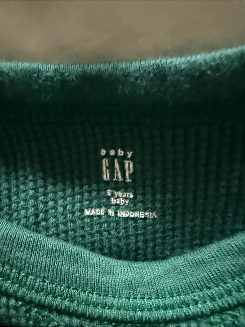 GAP Kids Green Waffle Knit Long-Sleeve Shirt